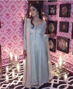 Robe élégante de styliste pour femmes, broderie au sol avec perles de verre de cristal, taba, travail pour vêtements de fête/mariage @ 2022 - Product Image 1