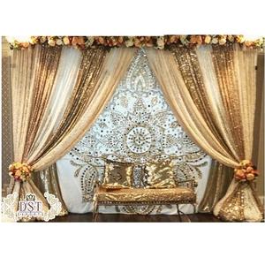 Toile de fond en velours blanc pour événement de mariage Mehndi, couleur et taille personnalisées, thème arabe, mariage musulman, fonction de henné, scène facile - Product Image 1