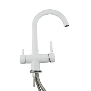 4 way kitchen faucet white colored mixer taps reverse osmosis system RO cold hot water faucet