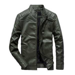 Chaqueta de cuero sintético para hombre, chaqueta a prueba de viento, color marrón, ajuste Regular, de secado rápido, duradero - Product Image 1