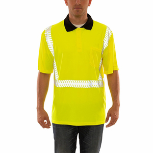 Camiseta Polo de Seguridad de Manga Corta ANSI Clase 2 de Alta Visibilidad, Impermeable, Transpirable, con Bolsillo con Luz LED Reflectante, Logotipos y Colores Personalizados - Product Image 1