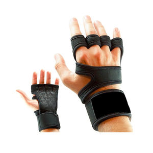 Gants d'haltérophilie en cuir de style coupe au doigt pour hommes conçus pour la salle de sport - Product Image 2