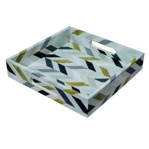 Plateau de service design fait à la main avec finition imprimée en émail haut de gamme servant de délicieux plats plateau de serveur pour aliments et pâtes - Product Image 1