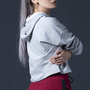 Top corto de felpa de alta calidad para mujer, sudaderas con capucha, nueva moda, logotipo personalizado, talla XS con opciones largas y cortas para Primavera, venta al por mayor - Product Image 4
