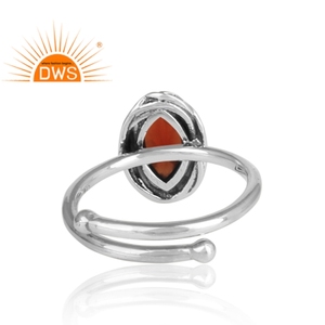Vintage Look Red Garnet Gemstone Nanette Shape Ring 925 Sterling <b>Oxidized</b> Silver Ring Jewelry For All Sizes Manufacturer - Product Image 4