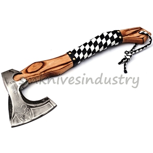 Échancrée en bois damas fait-main, 18 pouces, manche en bois trempé, belle axes (Smk1946) - Product Image 2