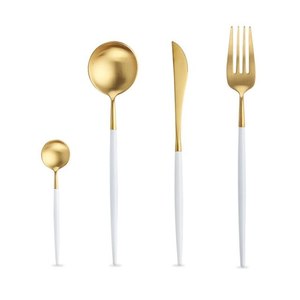 gold and white cutlery