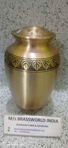 Brassworld India's Engraved Brass Pewter Keepsake Cremation Urn Elegant <b>Funeral</b> <b>Supplies</b> - Product Image 3