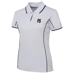 Camiseta deportiva con manga de contraste para mujer, Polo de trabajo personalizado con manga de contraste