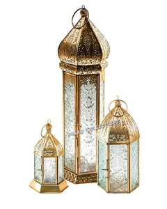 Moroccan Candle <b>Lantern</b> <b>Set</b> in Golden Brass for Wedding & Home Decoration Budget-Friendly Option for India's Christmas - Product Image 3
