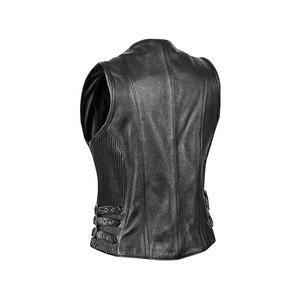 Invierno negro motocicleta Pu cuero hombres mujeres sin mangas ajustable-Casual motocicleta Biker cuero chalecos con cremalleras cortas - Product Image 2