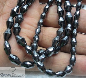 ผู้ผลิตสร้อยคอลูกปัดเหลี่ยม Moissanite สีดำหลวมในอินเดียเพชรสีดำ Moissanite - Product Image 1