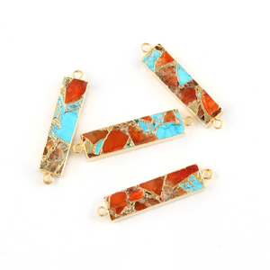 ตัวเชื่อมต่อต่างหูแบบ Diy รูปแท่งชุบทอง,ขั้วต่อเกลียวทองแดงเทอร์ควอยซ์สีแดงสำหรับทำเครื่องประดับ - Product Image 5