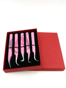 Meilleur revêtement en poudre rose de haute qualité à 90 degrés Nouvel instrument de beauté incurvé pour l'extension des cils en acier inoxydable - Product Image 5