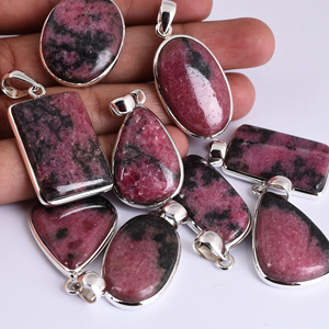 Colgantes de granate rodolita, piedras preciosas, diseño exclusivo hecho a mano, regalo Natural, plata, moda - Product Image 4