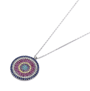 Forma redonda Ojo de mal turco venta al por mayor hecho a mano colgante de plata de ley 925 - Product Image 2