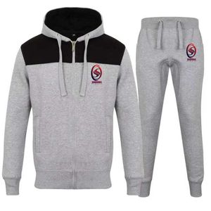 Survêtement à capuche pour hommes 70% coton, 2 pièces, de haute qualité, pull blanc et gris, personnalisé, 30% Polyester - Product Image 2