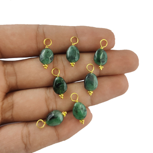 Colgante de Esmeralda verde ovalada lisa, colgante de piedra preciosa de oro, alambre envuelto, Vermeil - Product Image 1
