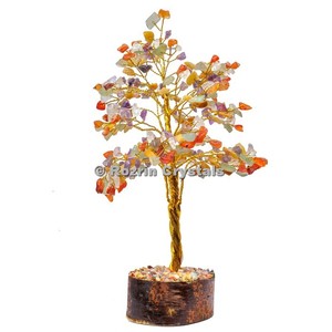 Multi Stone Gemstone <b>Crystal</b> Golden Wire 300 <b>Chips</b> Tree - Product Image 1