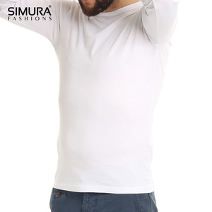 T-shirt à manches longues pour homme, coupe classique, col rond, tricoté en mélange polyester/coton, respirant, séchage rapide, écologique, couleur unie - Product Image 2