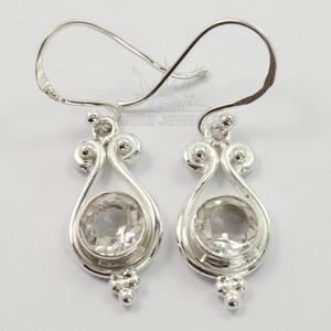 Encantadores y bonitos pendientes de cuarzo de cristal de estilo informal, pendientes de joyería de plata de ley sólida 925, joyería de cuarzo de cristal Natural - Product Image 2