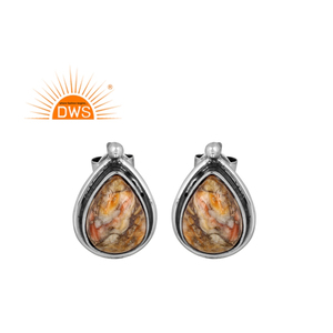 Pendientes de plata de primera ley con forma de pera para niña, aretes pequeños, plata esterlina 925, cobre Natural, Turquesa - Product Image 1