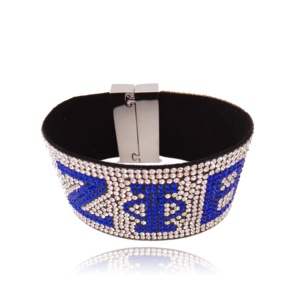 Logo personalizzato greek divine Sorority ZETA PHI BETA bracciale Bling con strass con chiusura magnetica - Product Image 1