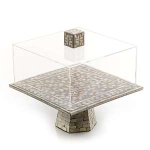 Support à gâteau tendance en nacre pour mariage et restaurant, idéal pour servir gâteaux et desserts, forme arrondie, anniversaire - Product Image 1