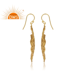 Liso de Plata de Ley 925 hecho a mano chapado en oro de joyería de plata 925 proveedor hecho a mano plana pétalo pendientes - Product Image 3