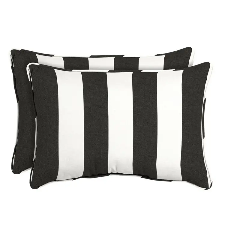 Outdoor Seat Cushion Custom Size Black And White Stripe Pillow Cover Durable Patio Cushion Replacements