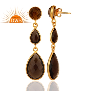 925 Sterling Silver Natural Smoky Quartz Gemstone <b>Dangle</b> <b>Earring</b> For Women Jewelry For Women Gift For Her - Product Image 4