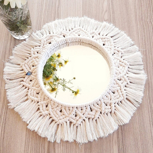 Handmade Cotton Work Bed Room Decoration <b>Small</b> Makeup Macrame <b>Mirror</b> - Product Image 1