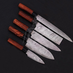 High Quality Custom Made Damascus Steel Chef <b>Knife</b> <b>Set</b> - Product Image 4