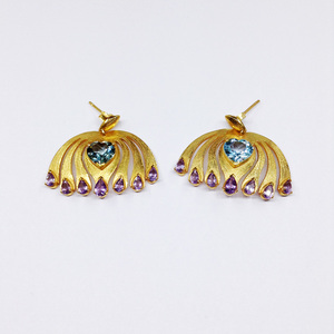 Sterling <b>Silver</b> 925 Custom made Supplier Wholesaler Handmade Unisex Woman Low MOQ Cheap Unique Elegant Natural Gemstone Earring - Product Image 2