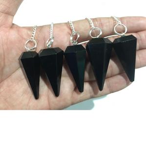 หินอัญมณีขัดเงาหินออบซิเดียนสีดำ6หน้าจากคริสตัลขายส่ง - Product Image 2