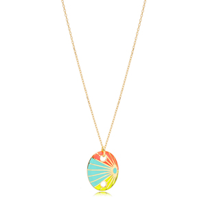 Pendentif en émail arc-en-ciel de forme ovale fabriqué à la main en gros turc bijoux en argent Sterling 925 - Product Image 1