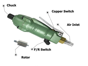 Destornillador neumático robusto y de alto torque incorporado 1/4 "hembra Hexagonal Cambio rápido alto torque 44 in Lbs (5Nm) a Eritrea - Product Image 5