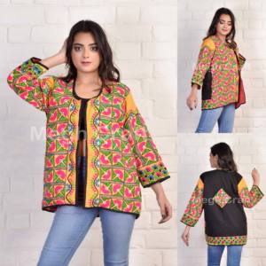 Chaqueta Banajra Bordada a Mano - Chaqueta Tradicional India con Bordado Kutch - Chaqueta Vintage Bohemia - Chaqueta Bomber - Product Image 4