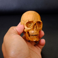 100% Tengkorak Kayu Ukir Tangan Buatan Tangan
