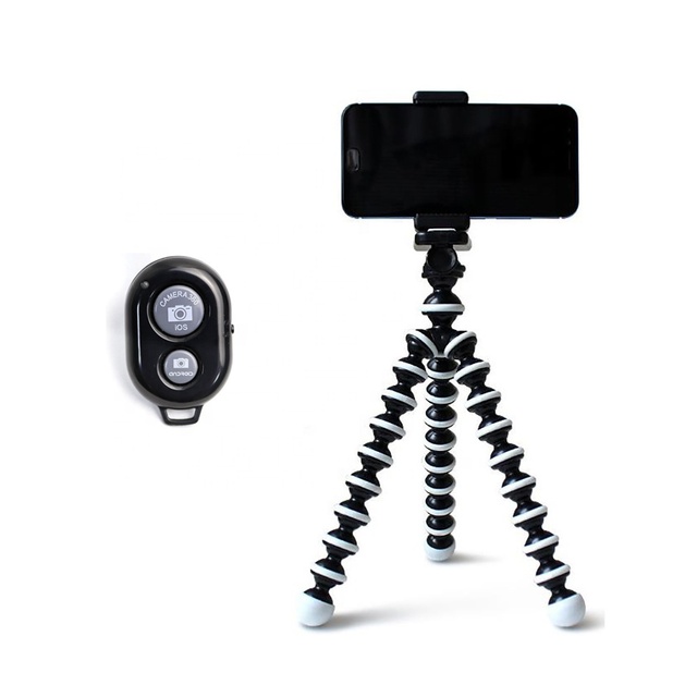 Takenoken Mobile Phone Bracket Flexible Octopus Tripod with Cellphone Holder and Remote Control for Live Stream Gopro Camera DC