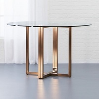 Table Basse Rectangulaire en Laiton Polonais et Verre