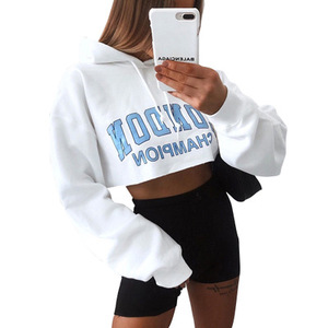 Hoodies Crop <b>Top</b> Fashion Popular Design <b>Lady</b> Gym Wear Pullover Hoodies Women Long <b>Sleeve</b> Crop <b>Top</b> - Product Image 1