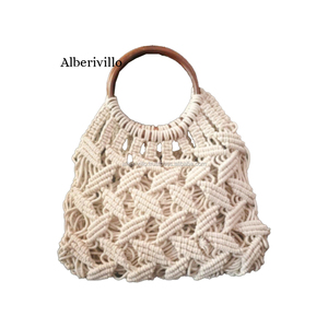 Pochette vintage macramé en coton motif bois naturel Ins poignée fermeture à glissière enveloppe lavable sac à main avec une sangle - Product Image 4