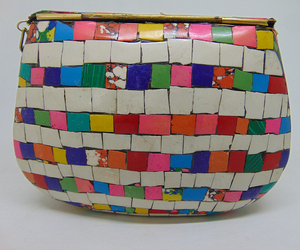 Ladies Evening Clutch <b>Bags</b> Mother of Pearl Metal Clutch Mosaic <b>Bag</b> <b>Indian</b> <b>Bag</b> Multicolor - Product Image 3