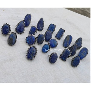 UniseX LAPIS LAZULI de plata 925 Cadena de anillo | Anillo de moda y de moda de Plata de Ley 925 anillo de plata natural de la piedra preciosa lapis lazuli - Product Image 5