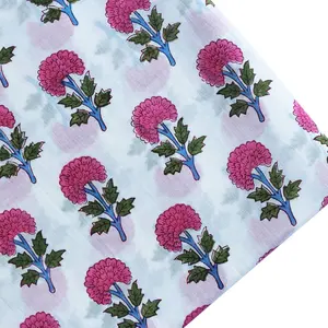 Cotton fabric printed hand block print floral hand made printed baby fabric dress material for women