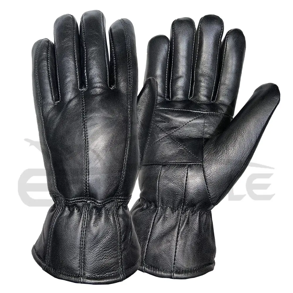 चमड़े के दस्ताने पुरुषों लक्जरी फैशन शैली काले रंग पूर्ण उंगली के लिए पेशेवर डिजाइन सर्दियों सज्जित टवील दस्ताने कस्टम आकार