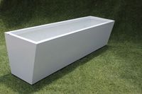 Pot Tanaman Persegi Panjang KNT Wholesale dari Fiberglass Putih, Ukiran Tangan Klasik, Hasil Akhir Halus Mengkilap, Desain Unik untuk Dalam/Luar Ruangan