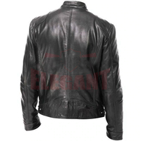 Vestes en cuir hommes col montant en cuir véritable hommes moto veste en cuir Casual Slim hommes marque vêtements