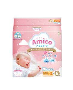 Marque japonaise de renom AMICO, couches pour bébé japonaises de haute qualité, fabriquées au Japon, taille NB, 96 pièces, choix n°1 - Product Image 1